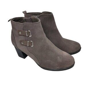 Clarks suede leather ankle boots size 6M Taupe brown Meera Yew